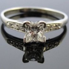 Upcycled Art Deco Platinum Engagement Ring with Princess Cut Diamond RGDIA751D