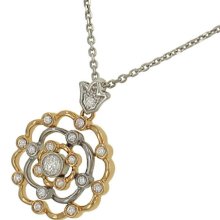 Verragio PND-0969 Ladies Flower Design Pendant with Round Bezel Set Di