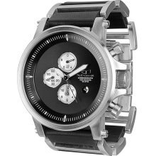 Vestal Plexi Leather Watch - Silver / Black / Brushed