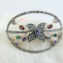 Victorian Diamond Silver Gold Bangle Bracelet