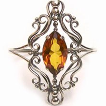 Victorian Style Silver and Amber Marquise Cut Cuff Bracelet