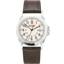 Victorinox Swiss Army 'Infantry' 38mm Watch with Leather Band White/Brown