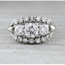 Vintage 1.19 Carat Art Deco Diamond Engagement Anniversary Ring 18kt White Gold