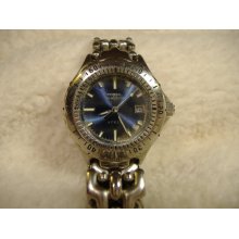 Vintage 1980s Fossil Steel Calendar Quartz Watch