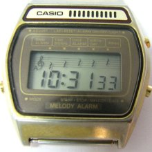 Vintage Casio M-521g Module 407 Melody Alarm Stainless Steel Back Japan 1980'sÂ»