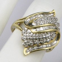 Vintage Gorgeous 0.50cttw Diamond Cocktail Ring,Size7-10K Two Tone Gold, Sku R-1296