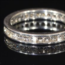 Vintage Princess Cut Diamond Eternity Band Ring, 1.2 ctw Size 6.75