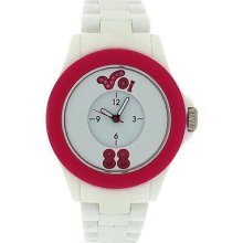 Voi Jeans Arabella Ladies-girls Analogue White & Pink Plastic Strap Watch