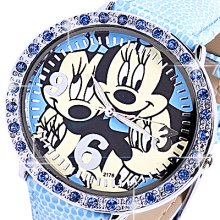 W005 Lady Fashion Disney Mickey Minnie Mouse Faux Leather Strap Swarovski Crysta