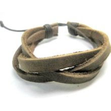 W026 Fine Brown-woven Hemp Leather Bracelet Man/woman