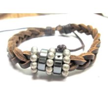 W419 Hand-brown Woven Hemp Leather Bracelet Man / Woman