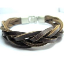 W486 Metal Buckle Leather Brown Bracelet Man / Woman...