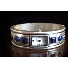 Watch bracelet,LAPIS Watch CUFF,Vintage Cuff bracelet ,Rare Bracelet watch,wedding gift by Taneesi Jewelry