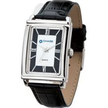 Watch Creations Men's Classic Rectangle Dial Watch w/ Black Leather Strap Promotional