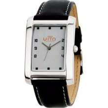 Watch Creations Men's Rectangle Dial Metal & Leather Watch Promotional