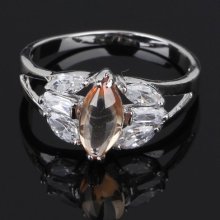 Wedding Bride Party 18k White Gold Plated Us Brown Swarovski Crystal Ring