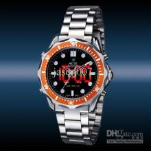 Weide Dual Display Men Sport Digital Led Watch Mens Dive Date Stainl Weide Dual Display Men Sport Digital Led Watch Mens Dive Date Stainl