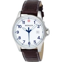 Wenger Swiss Men's Brown Leather Terragraph Series Date Blue Hands Watch 72781