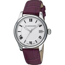 Wenger Women's TerraGraph Silver Dial Purple Leather Watch - 0521.103 (Silver)