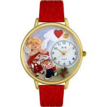 Whimsical Watches Day Care Teacher Red Leather And Goldtone Watch #G0630015