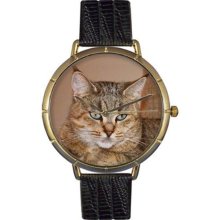 Whimsical Watches N0120053 Women'S N0120053 Pixie Bob Cat Black Leather And Goldtone Photo Watch