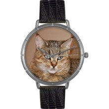 Whimsical Watches T0120053 Women'S T0120053 Pixie Bob Cat Black Leather And Silvertone Photo Watch