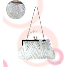 White Gorgeous Satin Evening Bag Handbag Purse Clutch Wedding Party