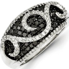 White Night - Sterling Silver 1.50ct Black & White Diamond Ring Size 6, 7, 8
