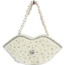 White Pearl Clutch Bridal Wedding Handbag Women Prom Party Beaded Purse Totes