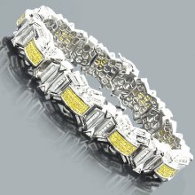 White Yellow Diamond Mens Bracelet 8.86ct 14K
