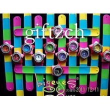 Wholesale,120pcs Rainbow Muilt Color Children Bling Silicon Slap Wristband Watch