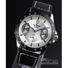 Winner Men's Automatic Mechanical Watches Analog Black Leather White