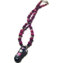 Wire Wrapped Necklace Hot pink and purple dichroic glass necklace