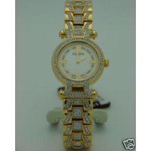 Wittnauer Ladies 12l105 Gold Tone Crystal Watch
