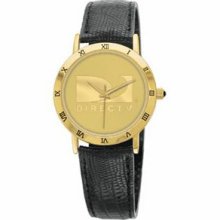 Women`s Mirrorcraft Dial Watch With Black Leather Strap