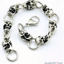 Womens 316l Stainless Steel Skull Bling Bracelet Chain Cool B1v4