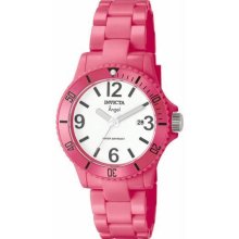 Women's Angel Pink Plastic Resin Case and Bracelet White Tone Dial Date Display