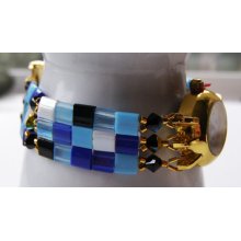 women's beaded watch. Blue, ladies watch, beaded, handmade