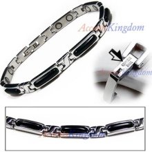 Women's Black Onyx Stainless Steel Magnetic Golf Bracelet