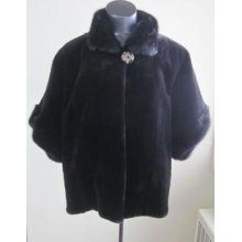 Women's Black Sheared Mink Fur Bolero Jacket Cape