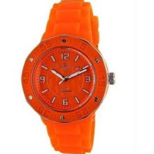 Women's Ceramic Case Rubber Bracelet Orange Tone