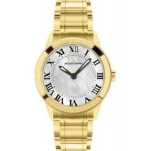 Women's Gold Tone Stainless Steel Havana Mother Of Pearl