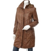 Women's Leather Parka in Tan: Boise