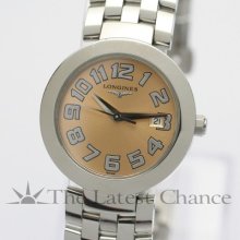 Women's Longines Stainless Steel Orange Dial Wristwatch Excellent Condition