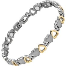Womens Love Heart Titanium Magnetic Bracelet With Free Link Removal Tool