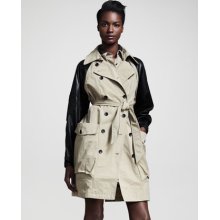 Women's Rag & Bone Bishop Leather-Sleeve Trenchcoat