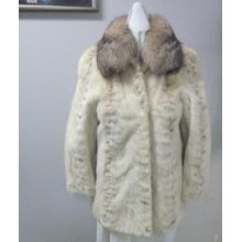 Women's Sz 6/8 Pearl Mink W/ Fox Fur Coat Jacket Clearance Sale