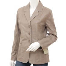 Women's Taupe Leather Blazer: Irvine