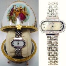 Women's Vecceli Italy Watch Gold Decorated Egg Stainless Steel Diamond Accents a - Metal - Gold