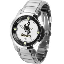 Wyoming Cowboys Logo- Mens Titan Steel Watch